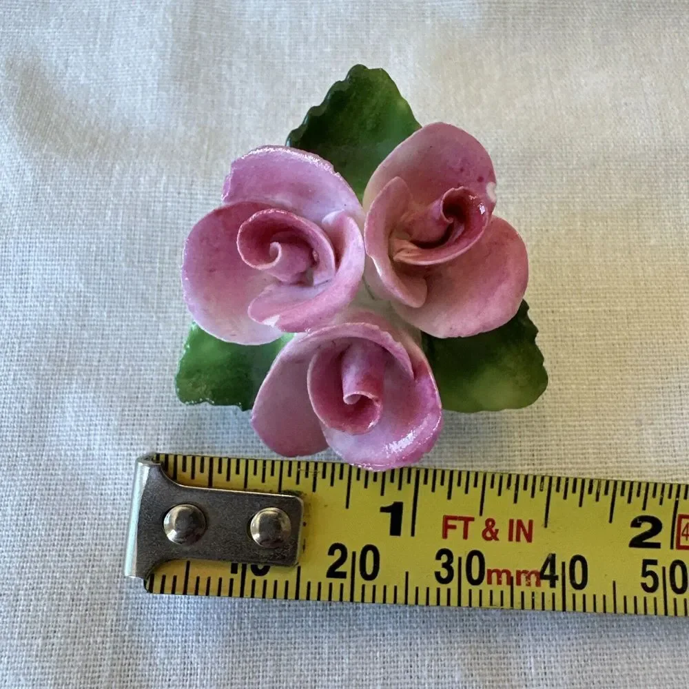 Vintage Cara Staffordshire English Bone China Rose‎ Bouquet Brooch Pin England